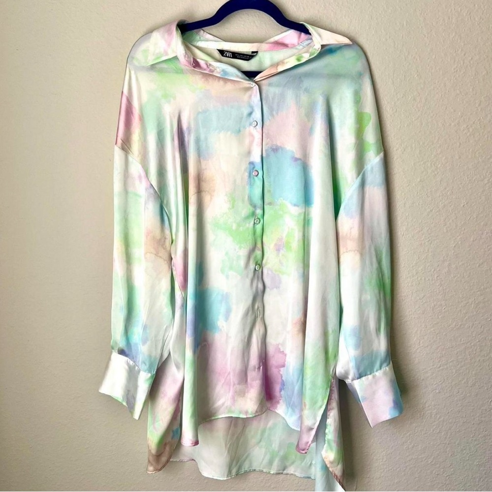 Zara Watercolor Button Down Shirt